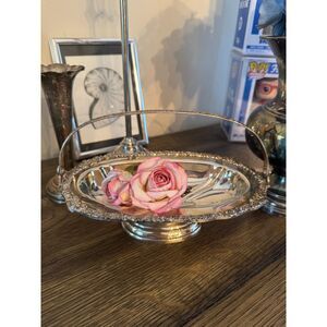Vintage silver plated basket roses on the edges gorgeous